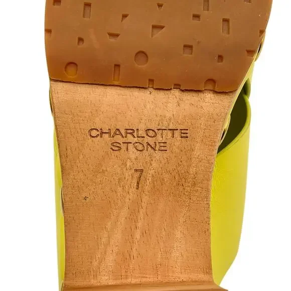 Charlotte Stone Amos Studded Platform Clog Sandals Chartreuse Yellow Size 7 - Picture 12 of 12